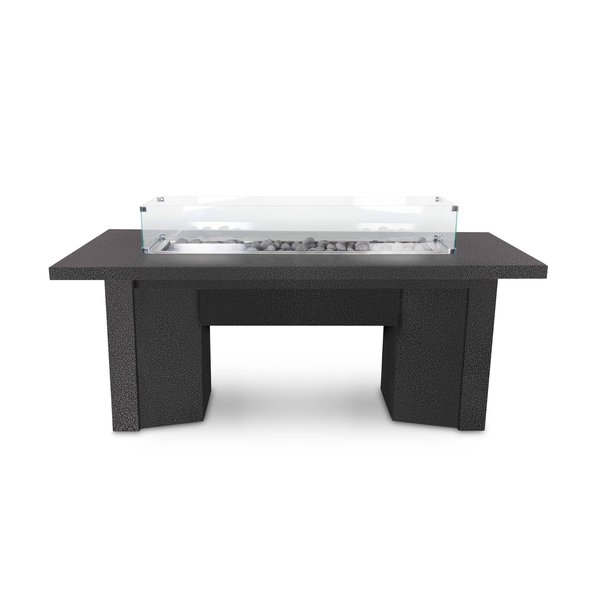 The Outdoor Plus 48 Rectangular Alameda Fire Table, Powder Coated Metal, Silver Vein, Natural Gas OPT-ALMPC48E12V-SLV-NG